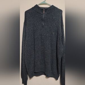 Chaps  Sweater Black Twist Men's XXL  1/4 Zip Cotton Blend EUC!